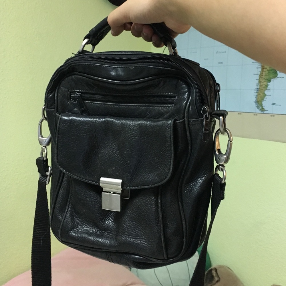Black leather bag